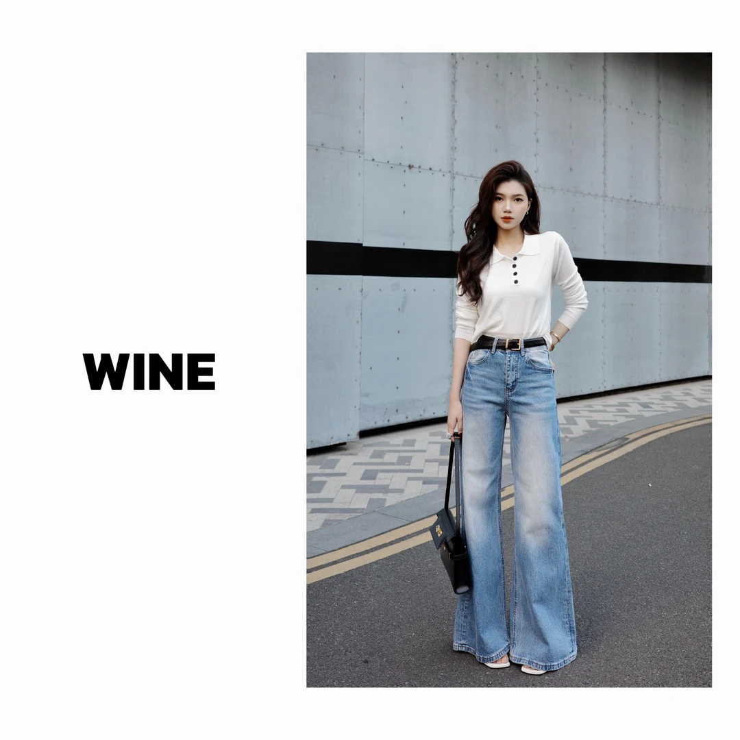 【谷谷wine】·勃兰登堡·Row风大牛骨感--阔腿喇叭牛仔裤阔腿裤