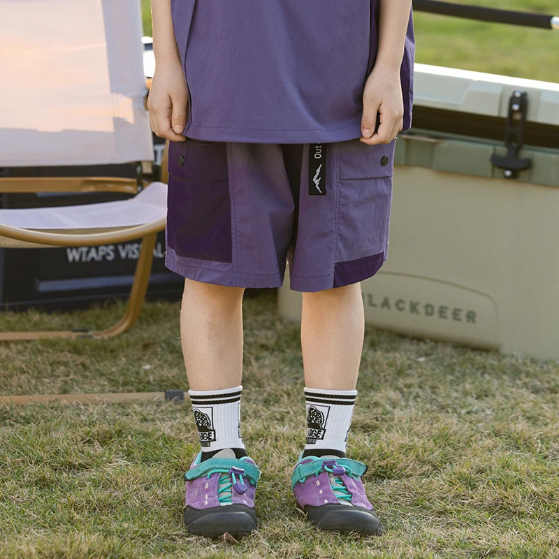 吉米妈【织物短裤】2025山系搭扣拼接亲子110-180潮款短裤SDK2522