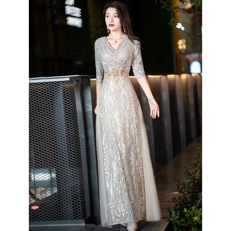 大码礼服裙胖mm 宴会气质2021爆款加肥显瘦胖妹妹年会晚礼服200斤