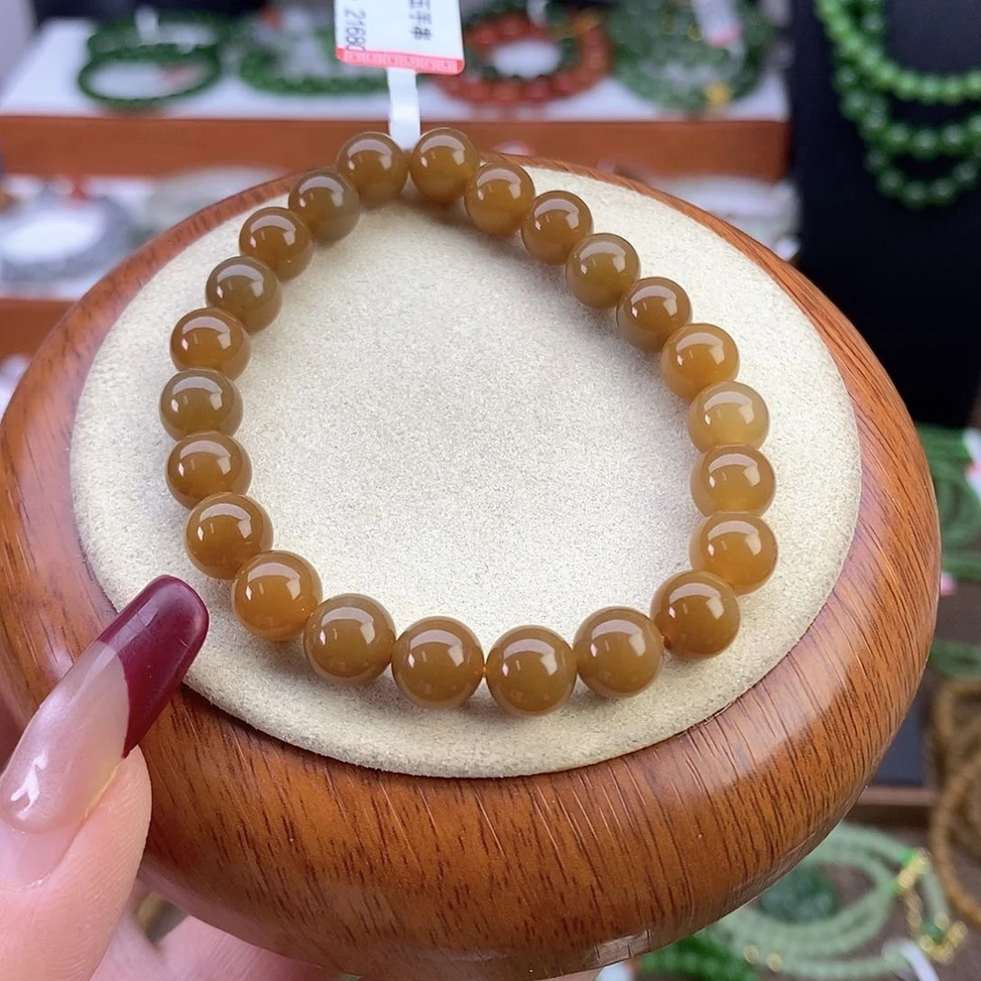 和田玉手链未镶嵌且末糖卡8