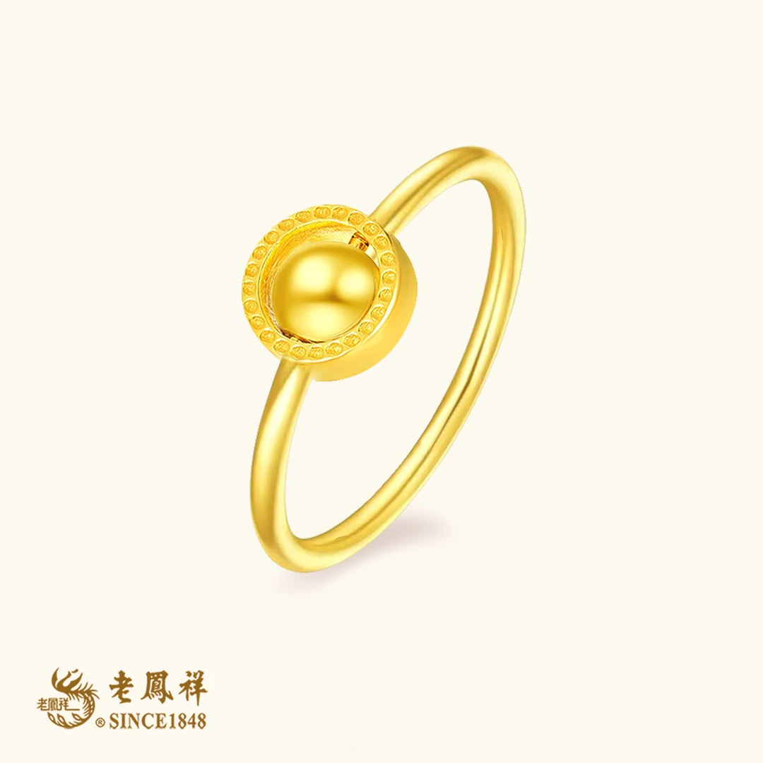 老鳯祥黄金足金金珠戒指老凤祥品牌珠宝黄金珠珠闭口戒指足金999