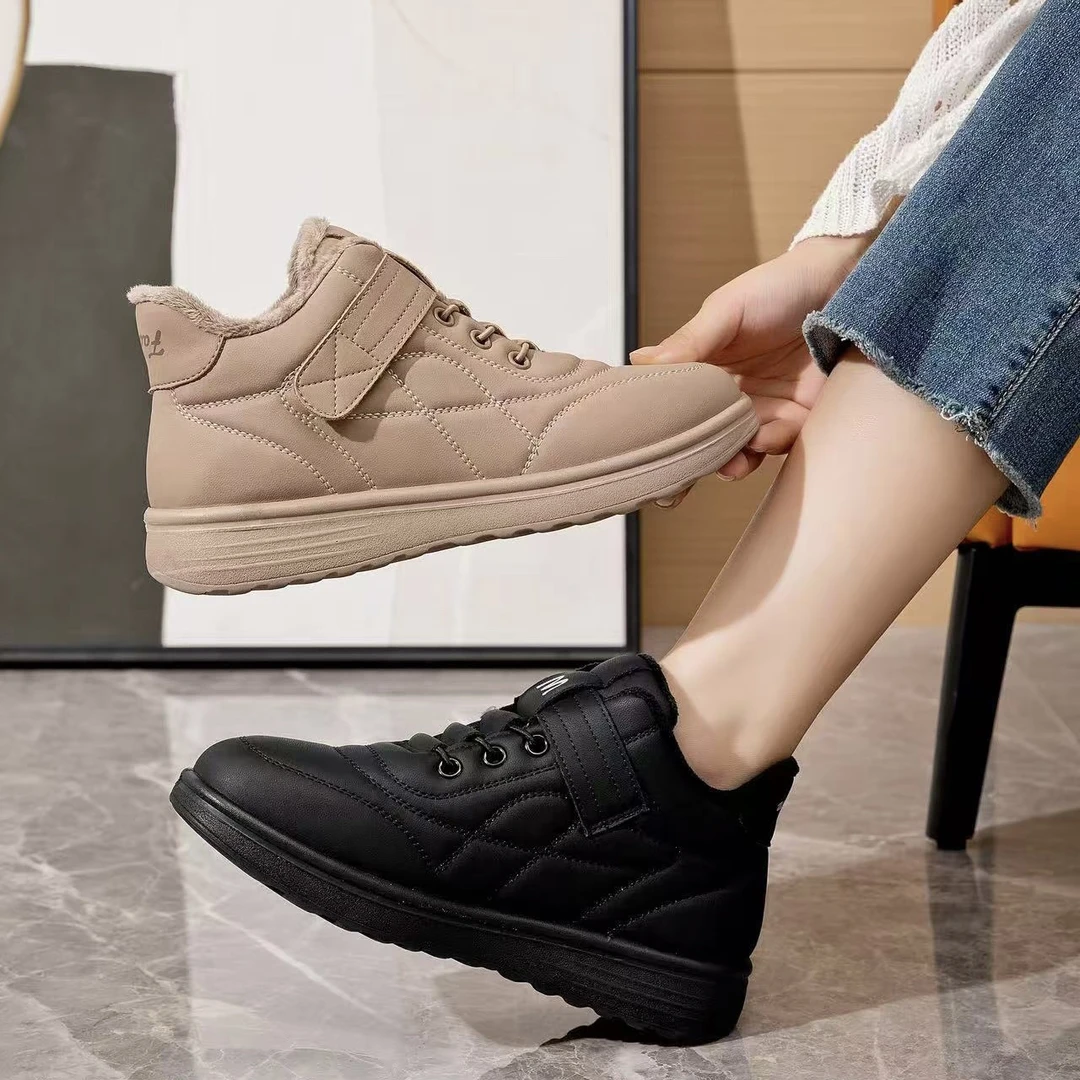 百搭加棉保暖休闲鞋3-9691女软底软面舒适低帮平底面包鞋中老年