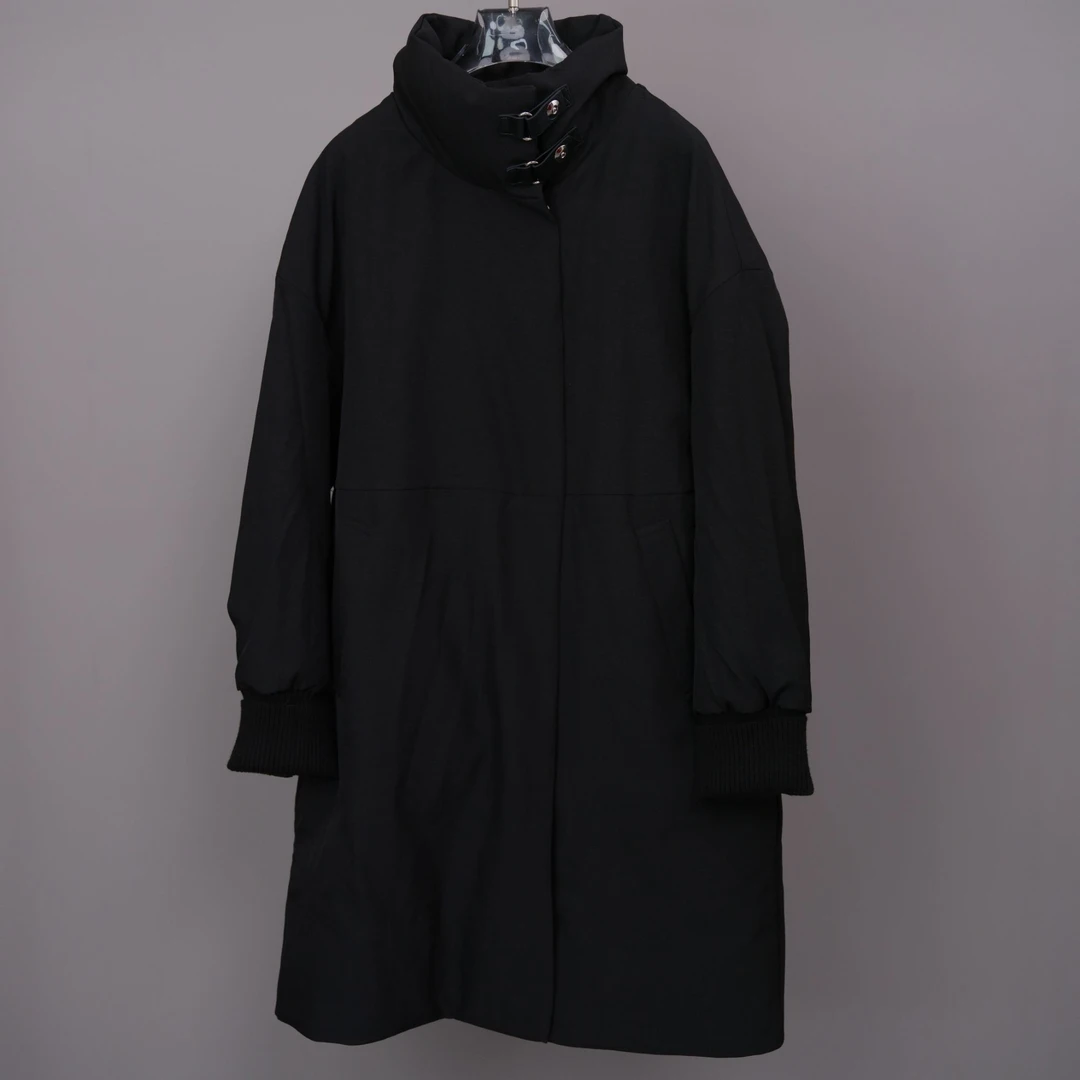 黑色防风冬季中长款拉链羽绒服A111