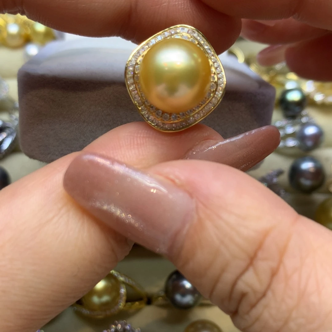 银S925镶嵌戒指海水珍珠