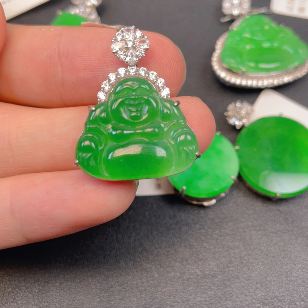 翡翠银S925镶嵌吊坠(不含链)