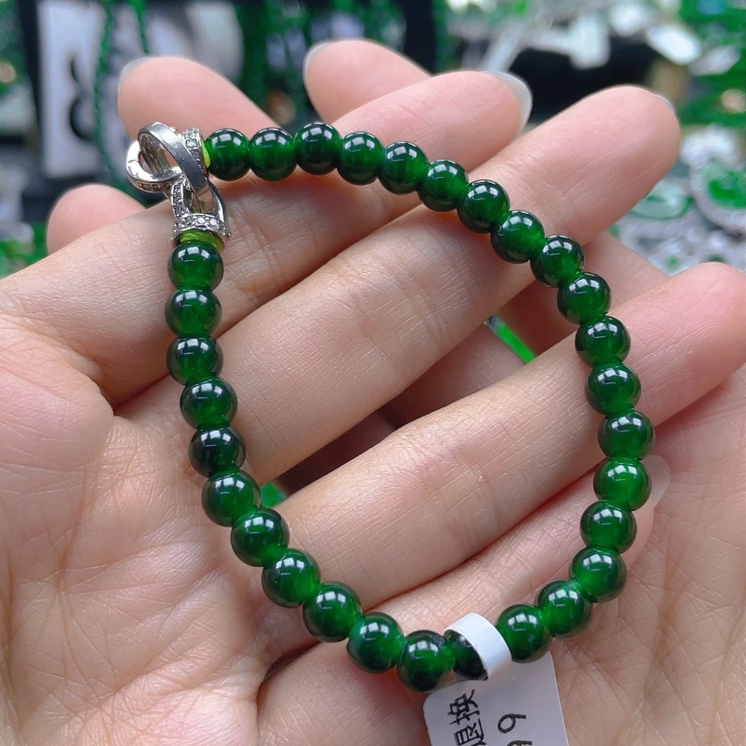 翡翠颈饰未镶嵌天然A货翡翠手串卡6辣