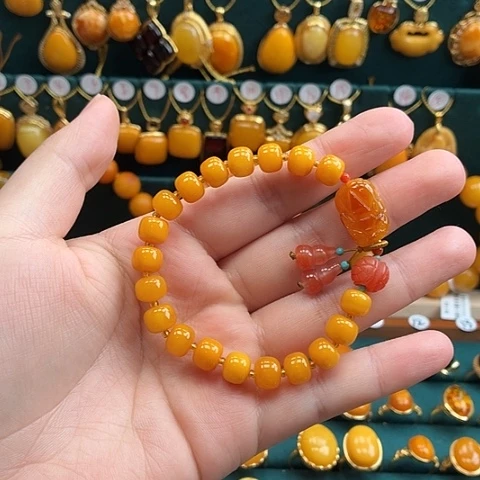 琥珀未镶嵌手串蜜蜡diy手串