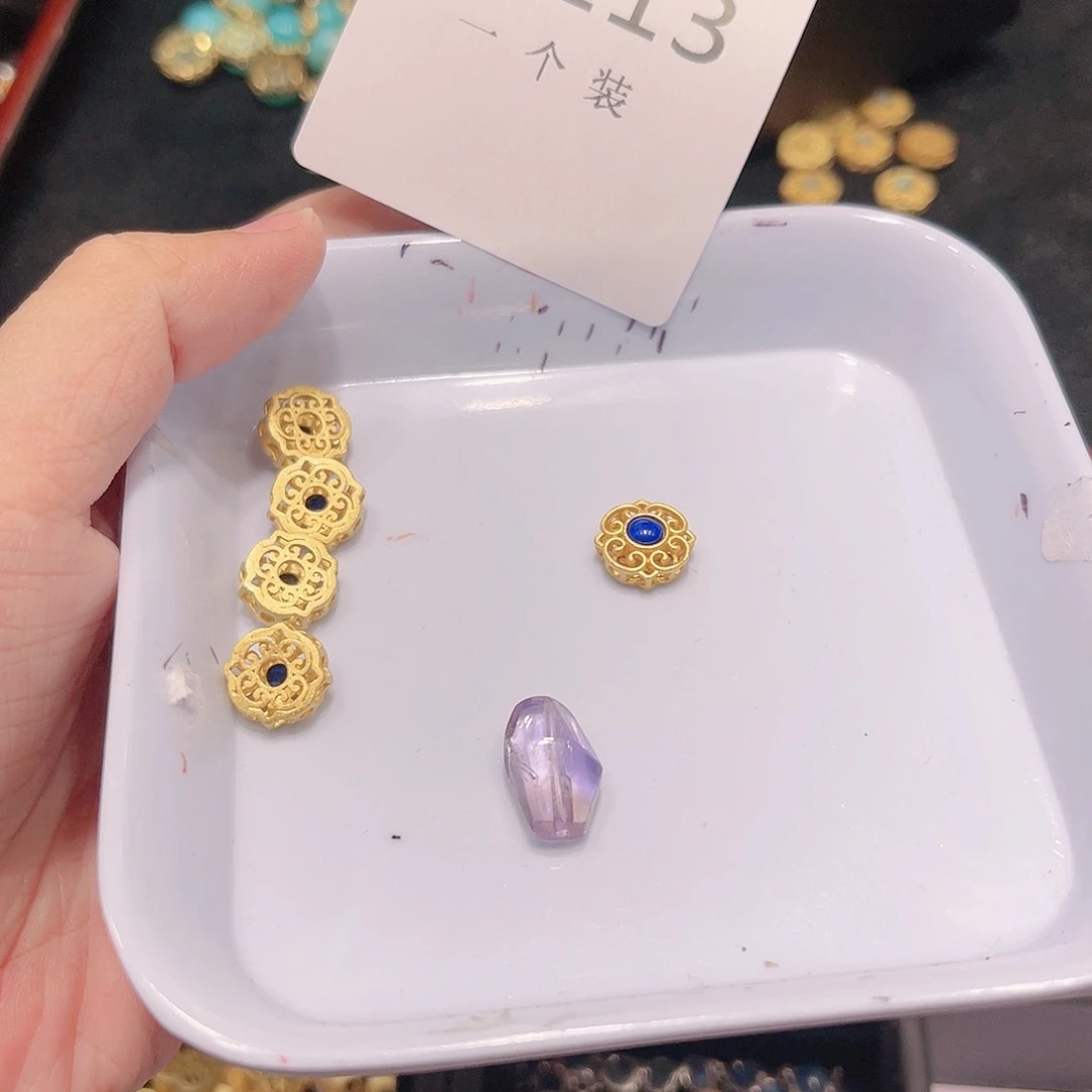 水晶珠宝半成品银S925镀金镶嵌113