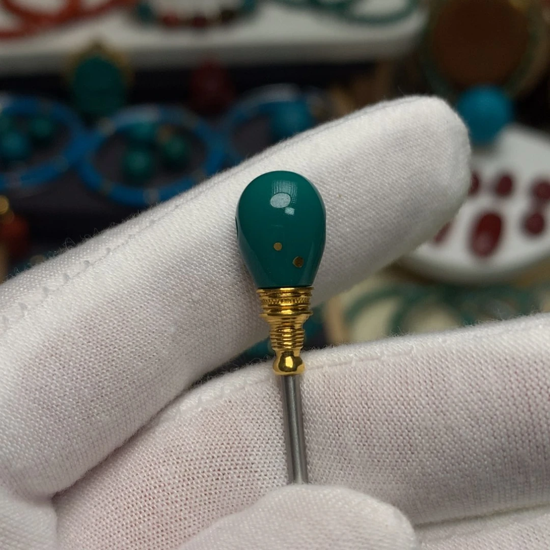 绿松石足金镶嵌三通