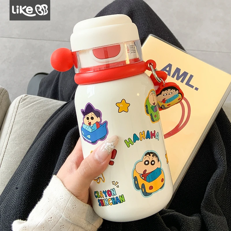 蜡笔小新一杯三饮保温杯女生可爱水杯新款2025学生316不锈钢杯子