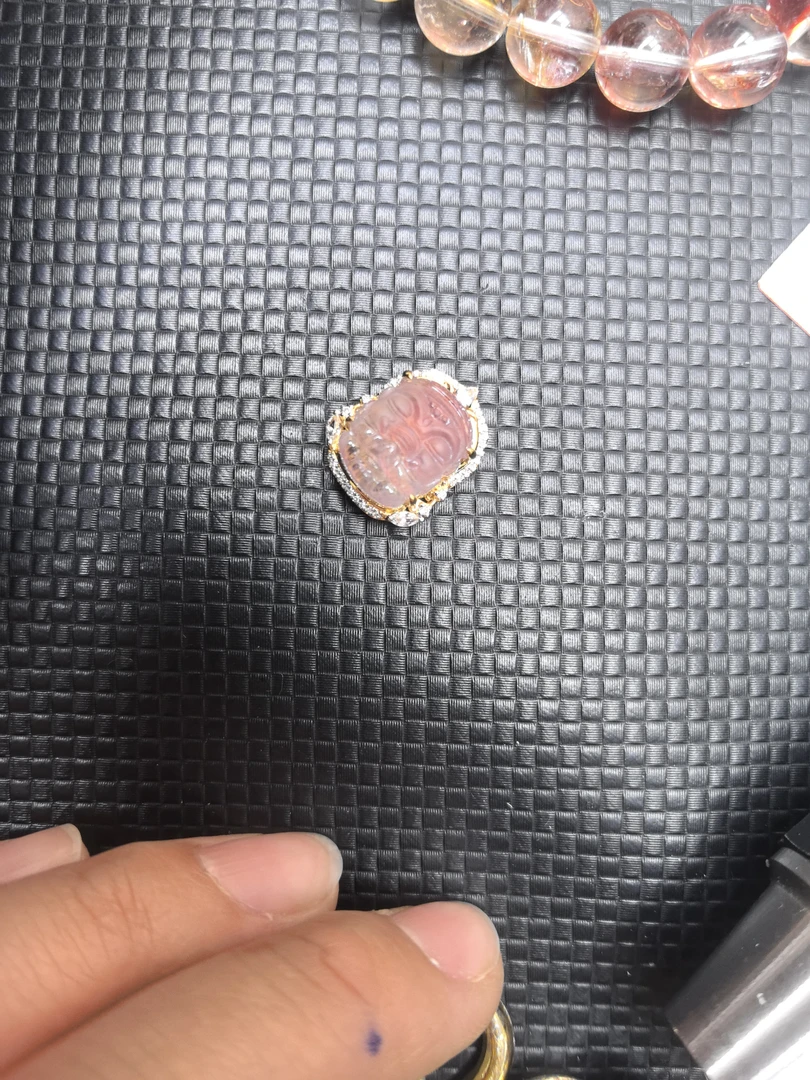 天然碧玺18K金镶嵌吊坠