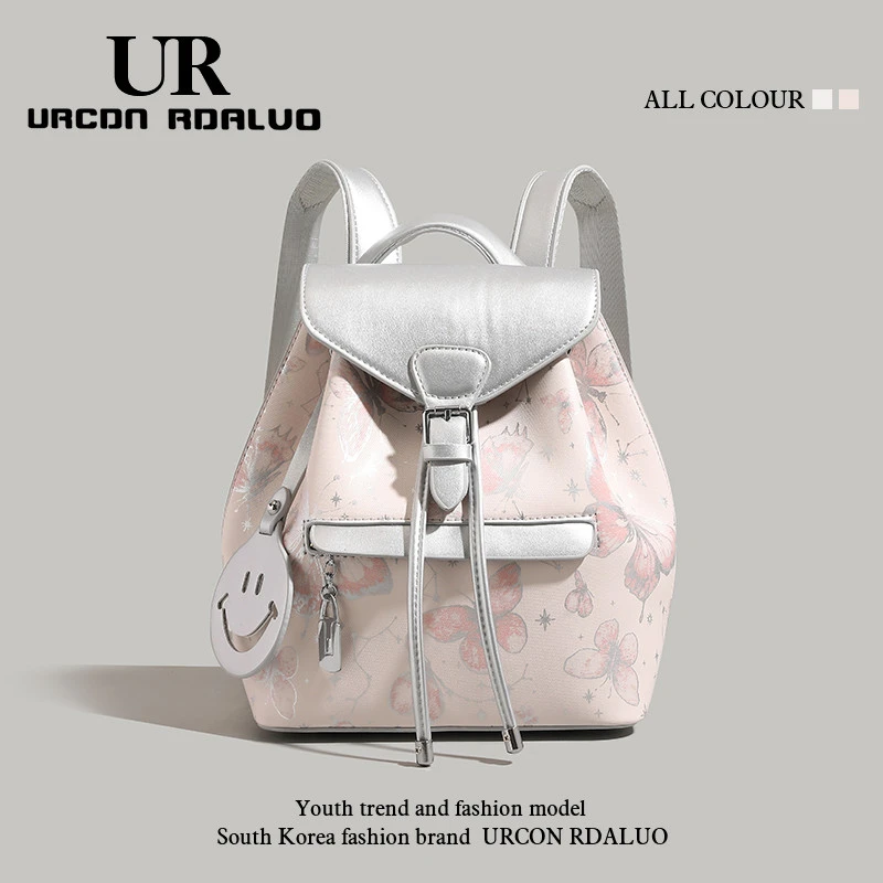 URB高级感印花双肩包女2025冬季新款休闲旅行出游洋气百搭通勤背