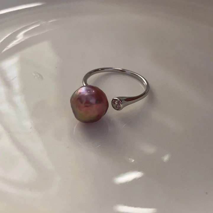 银S925镶嵌淡水珍珠戒指