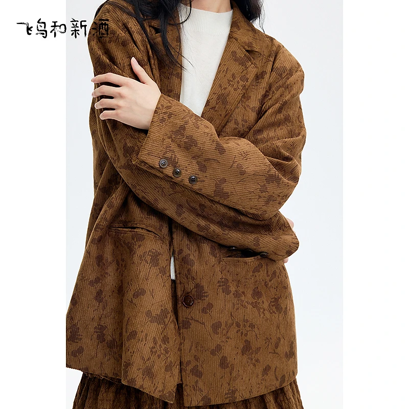 【大瑶】飞鸟和新酒复古高知老钱风穿搭灯芯绒西装外套FD57072049