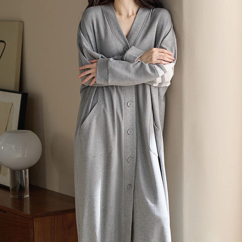 开衫睡裙女长袖裙ins宽松高档可外穿大码连衣裙春秋新款睡裙秋季