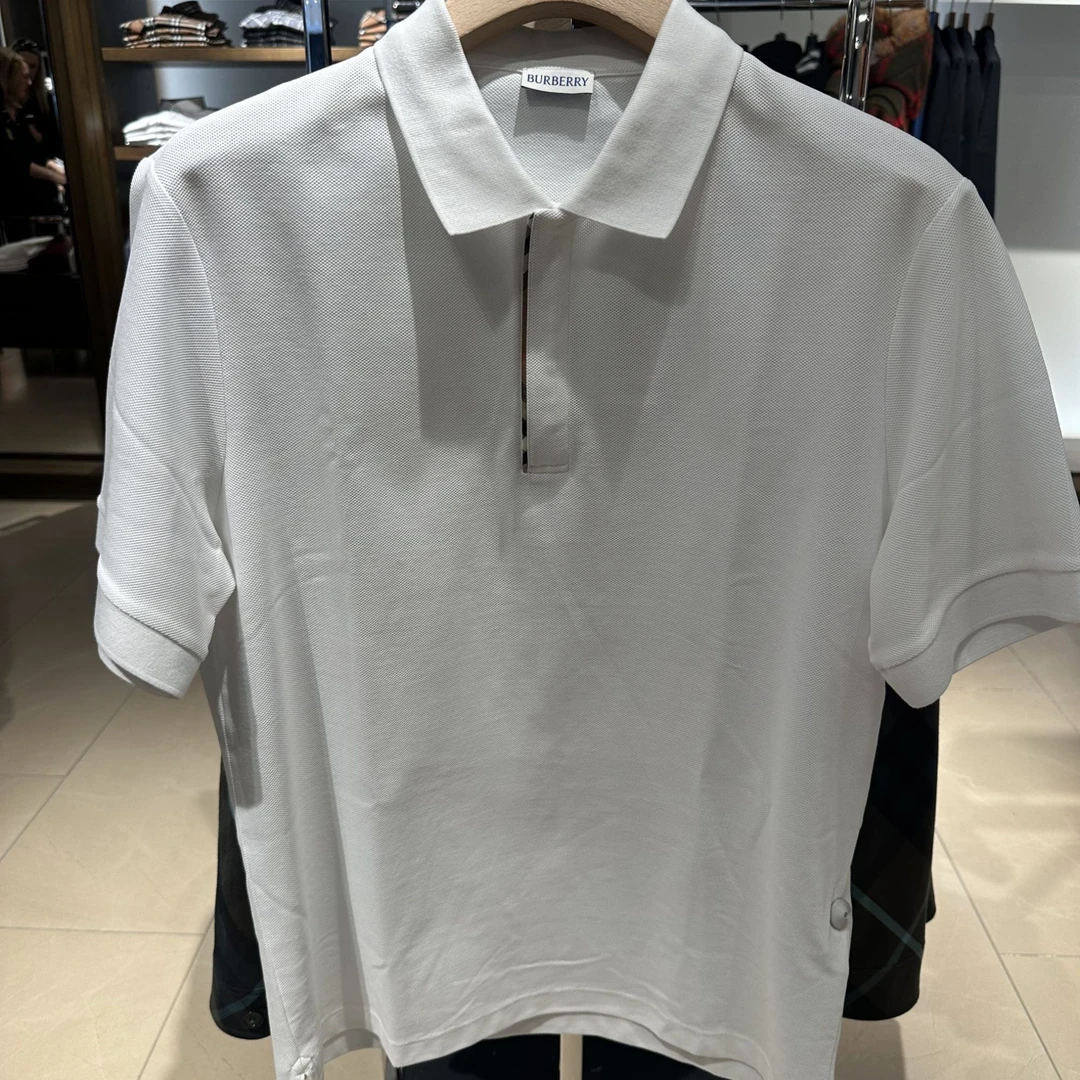 【奥地利直邮】BURBERRY/博柏利 男款纯色领口拉链短袖polo衫
