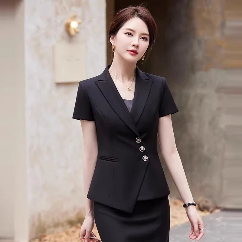 夏季职业装气质女神范短袖酒店经理珠宝店售楼部工作服西服套装女