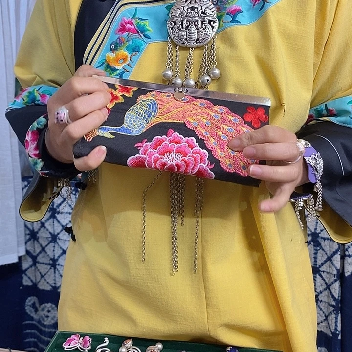 无吊坠925银绣花钱包