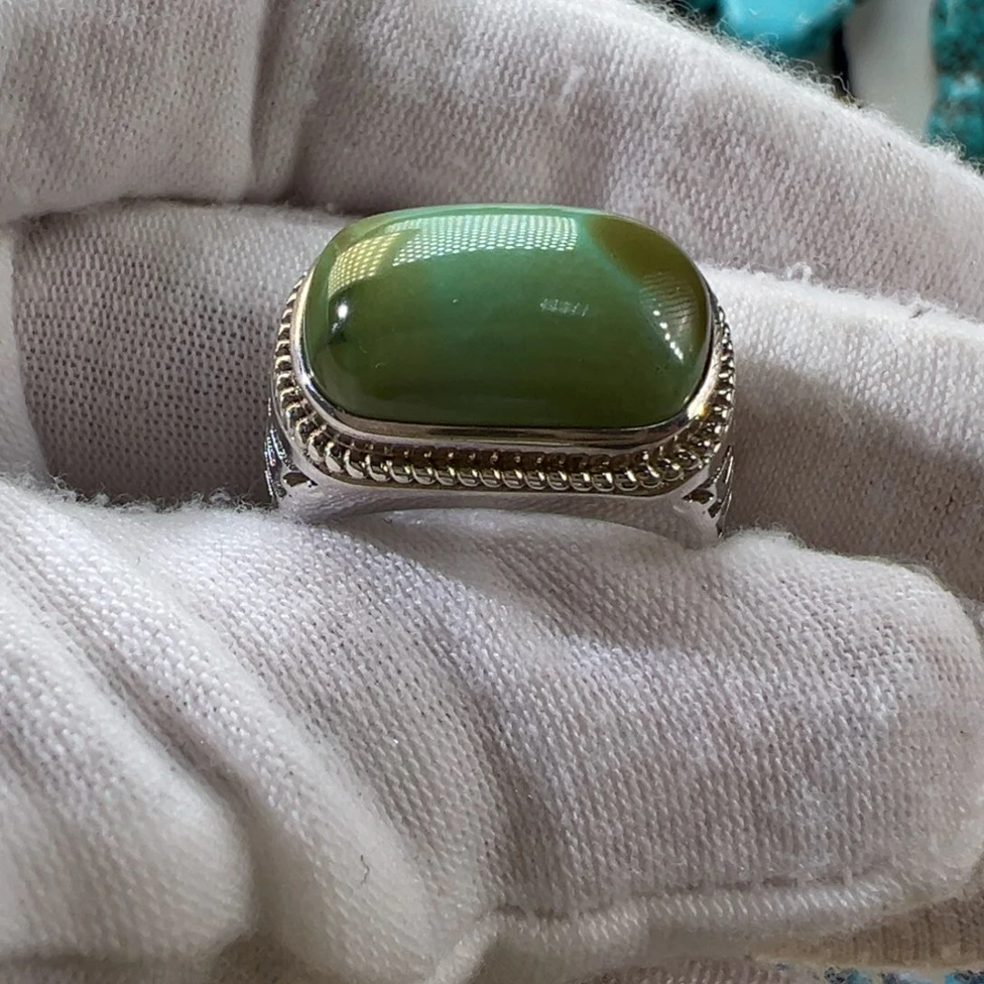绿松石银S925镶嵌戒指