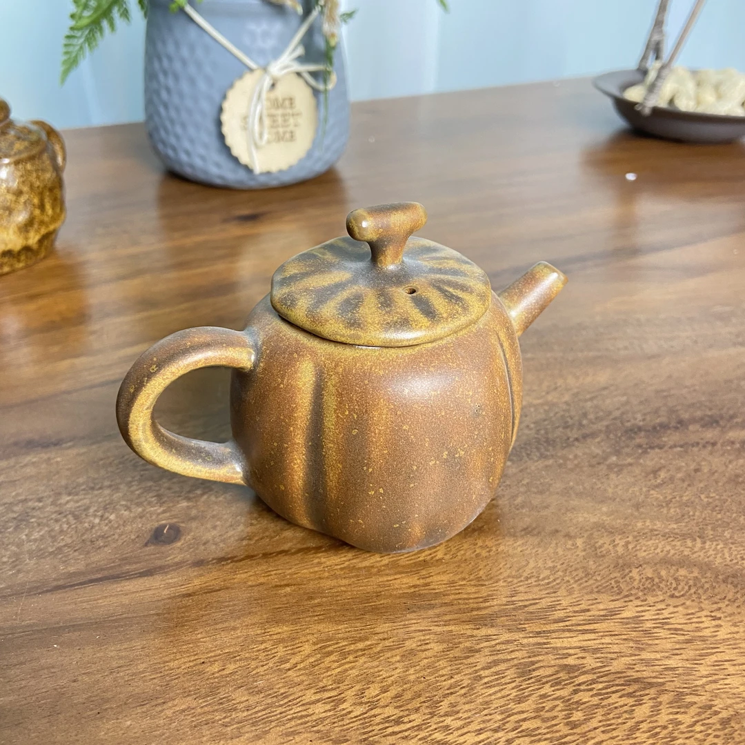 【酱釉】拿放斋柿子壶.3711.茶壶陶瓷功夫茶具中式复古家用泡茶器