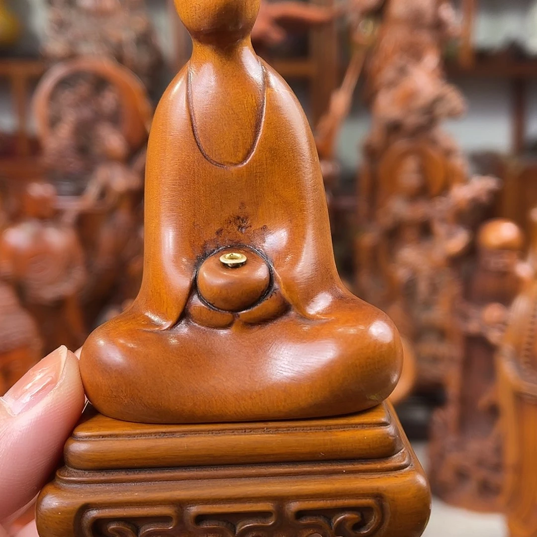 黄杨木黄杨木雕刻无像佛➕底座