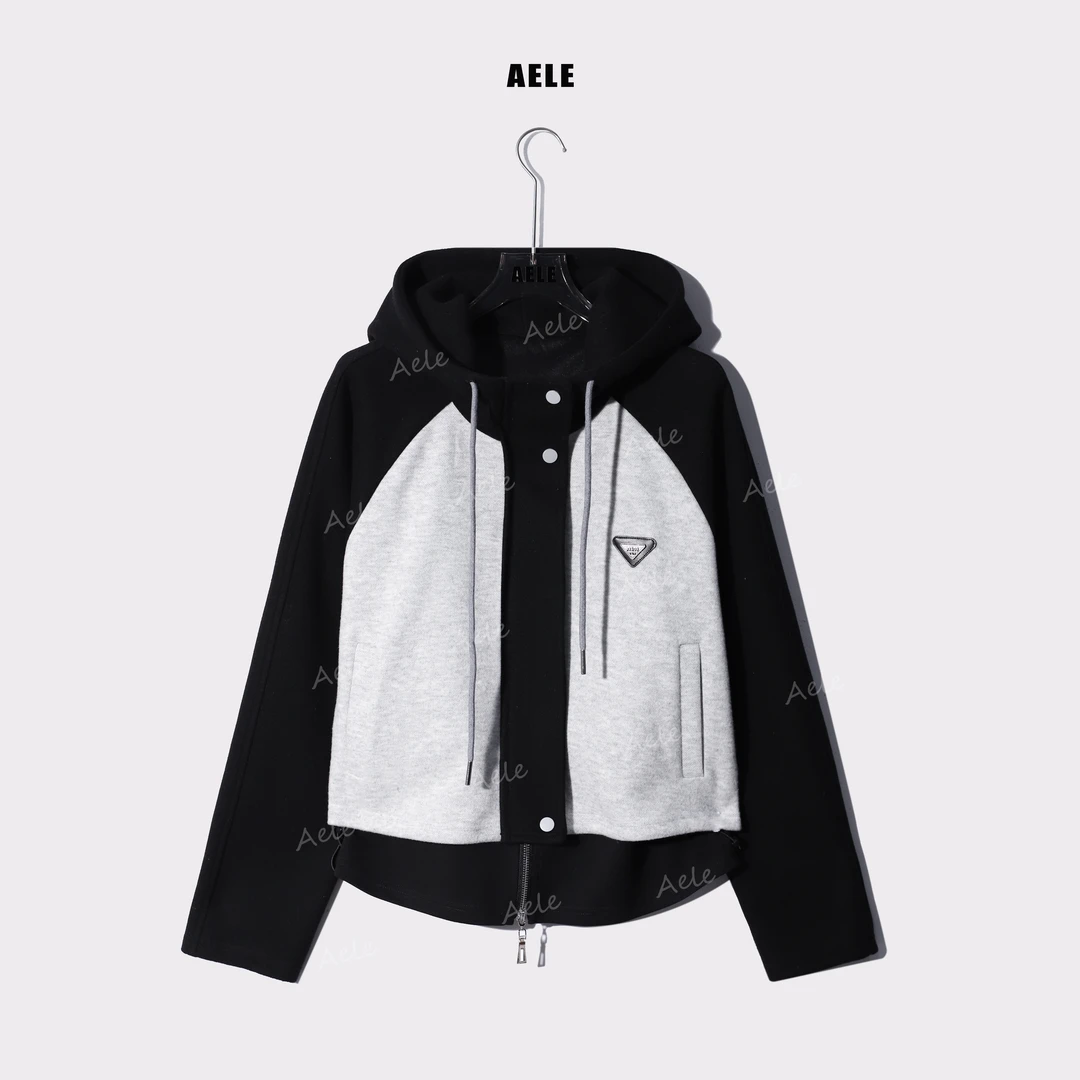 AELE撞色连帽休闲宽松三角标外套 W853 3127 AD
