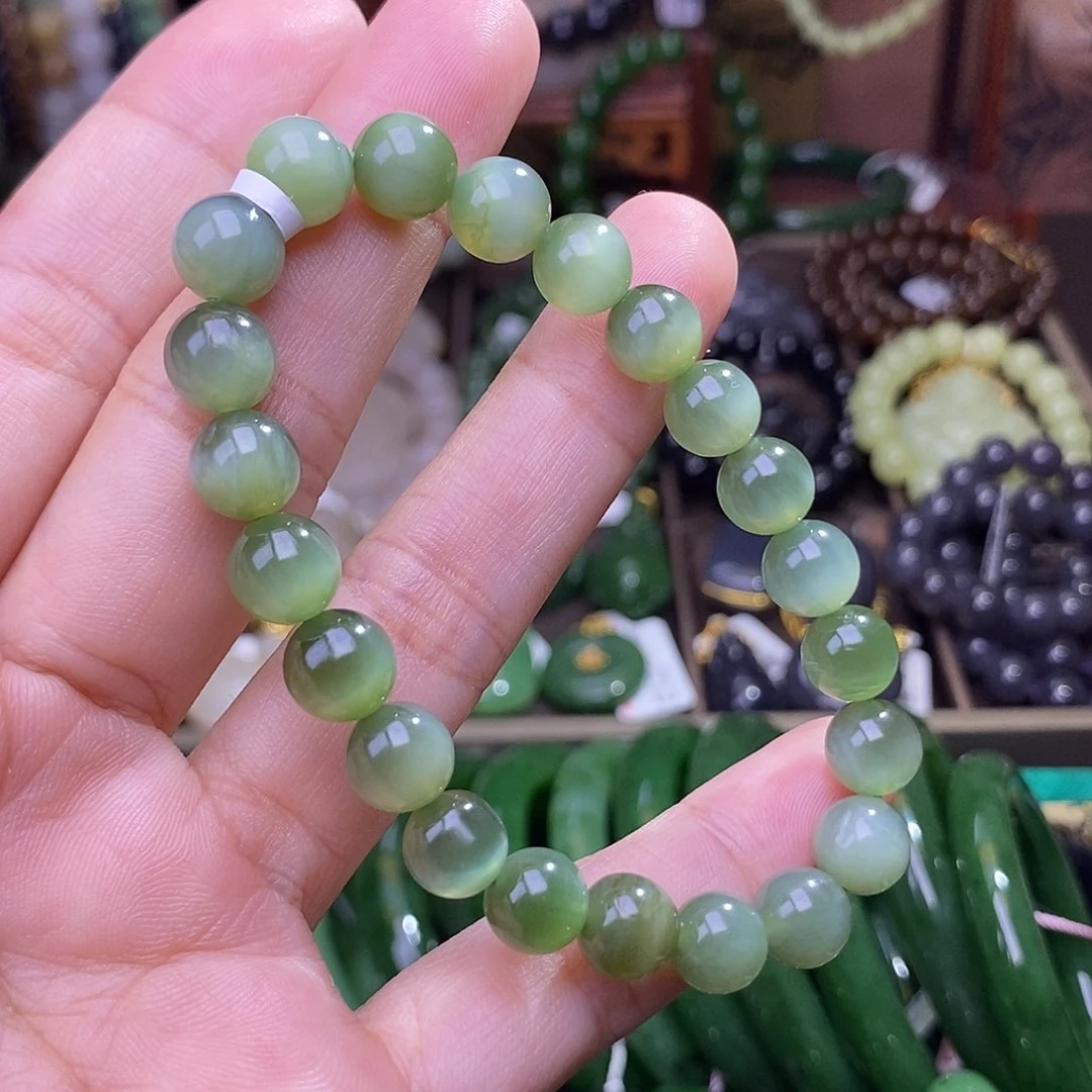 和田玉未镶嵌颈饰碧玉猫眼手串卡8