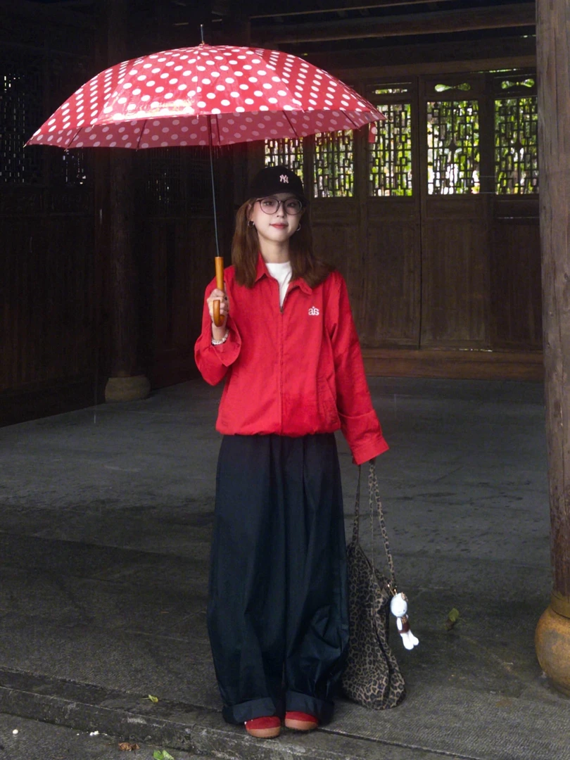 【红色节气】秋冬气质红色外套减龄显瘦高级感黑色直筒阔腿裤套装