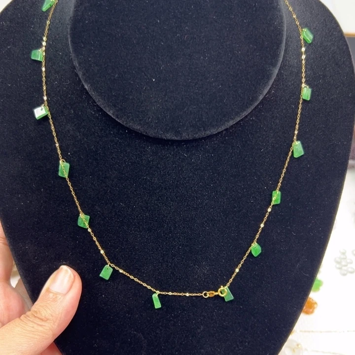 翡翠裸石18k金碎石链子
