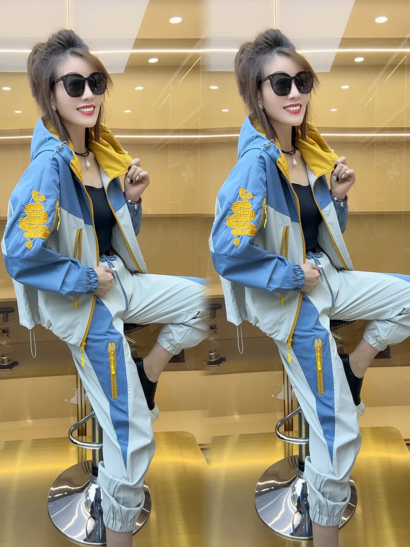 潮流拼色春款时尚两件套