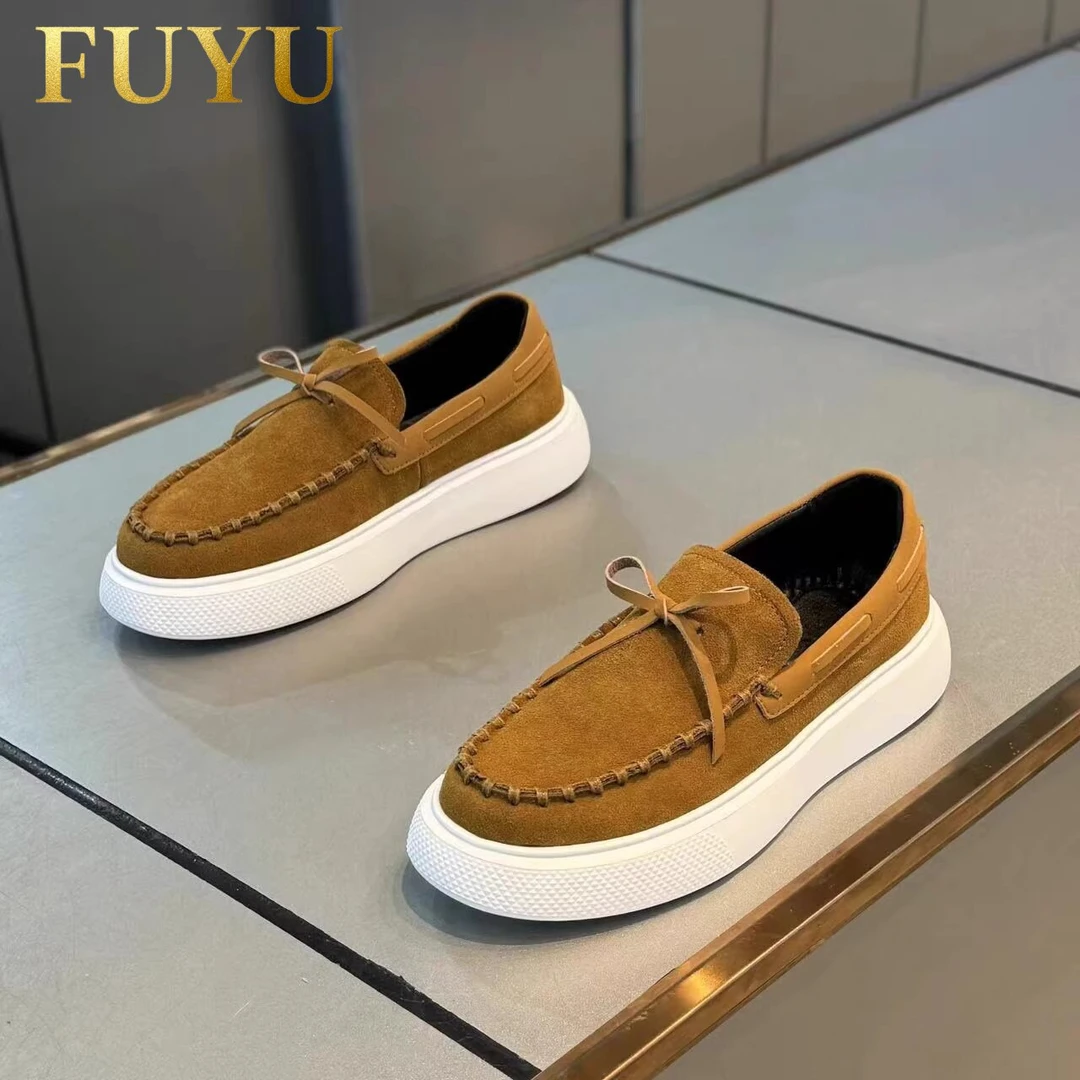 潮牌纯色磨砂皮豆豆鞋男士秋季新款潮流百搭懒人一脚蹬休闲板鞋