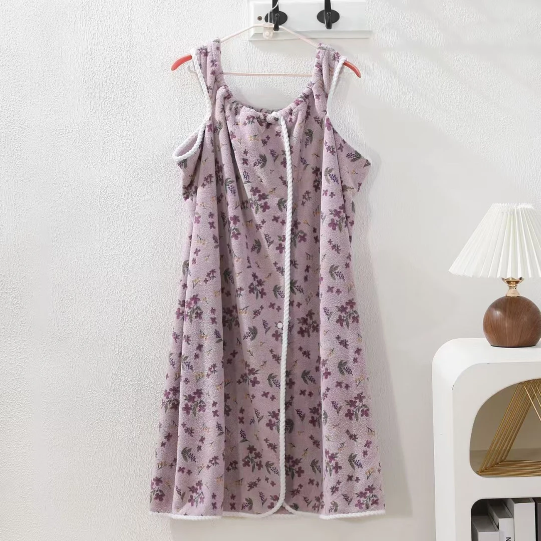 浴裙可穿式浴巾印花浴袍夏天薄款吸水洗澡裹巾