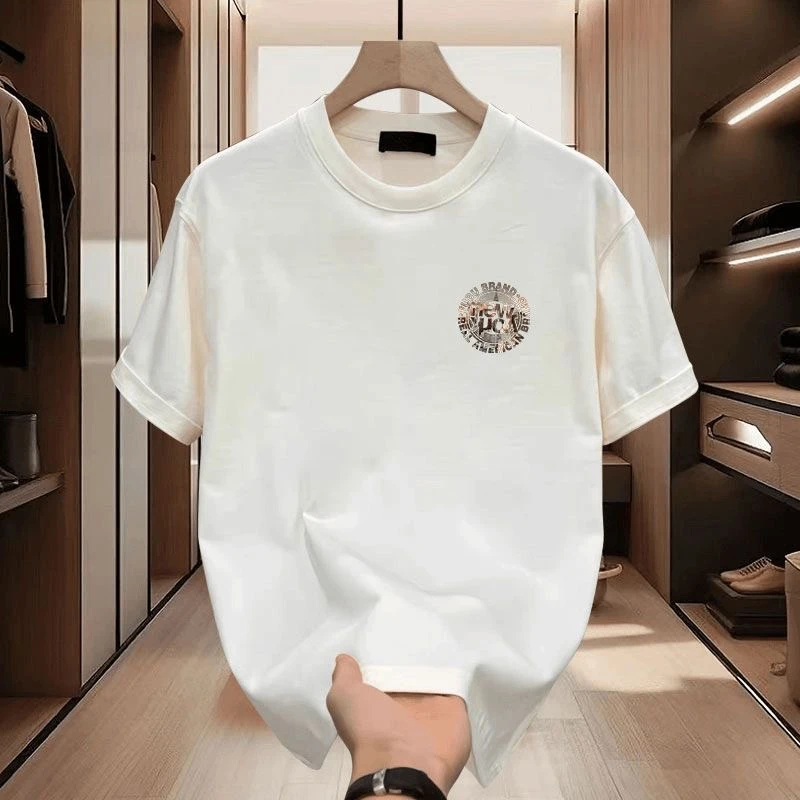 雅鹿男装夏季纯棉印花圆领百搭宽松男士潮流ins