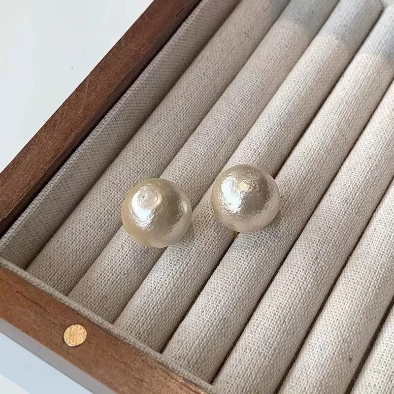 合金仿珍珠耳饰 虞书欣同款耳钉法式复古棉花耳环耳饰女W16