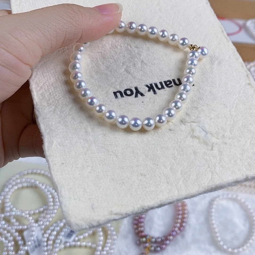 淡水珍珠手绳18K金镶嵌