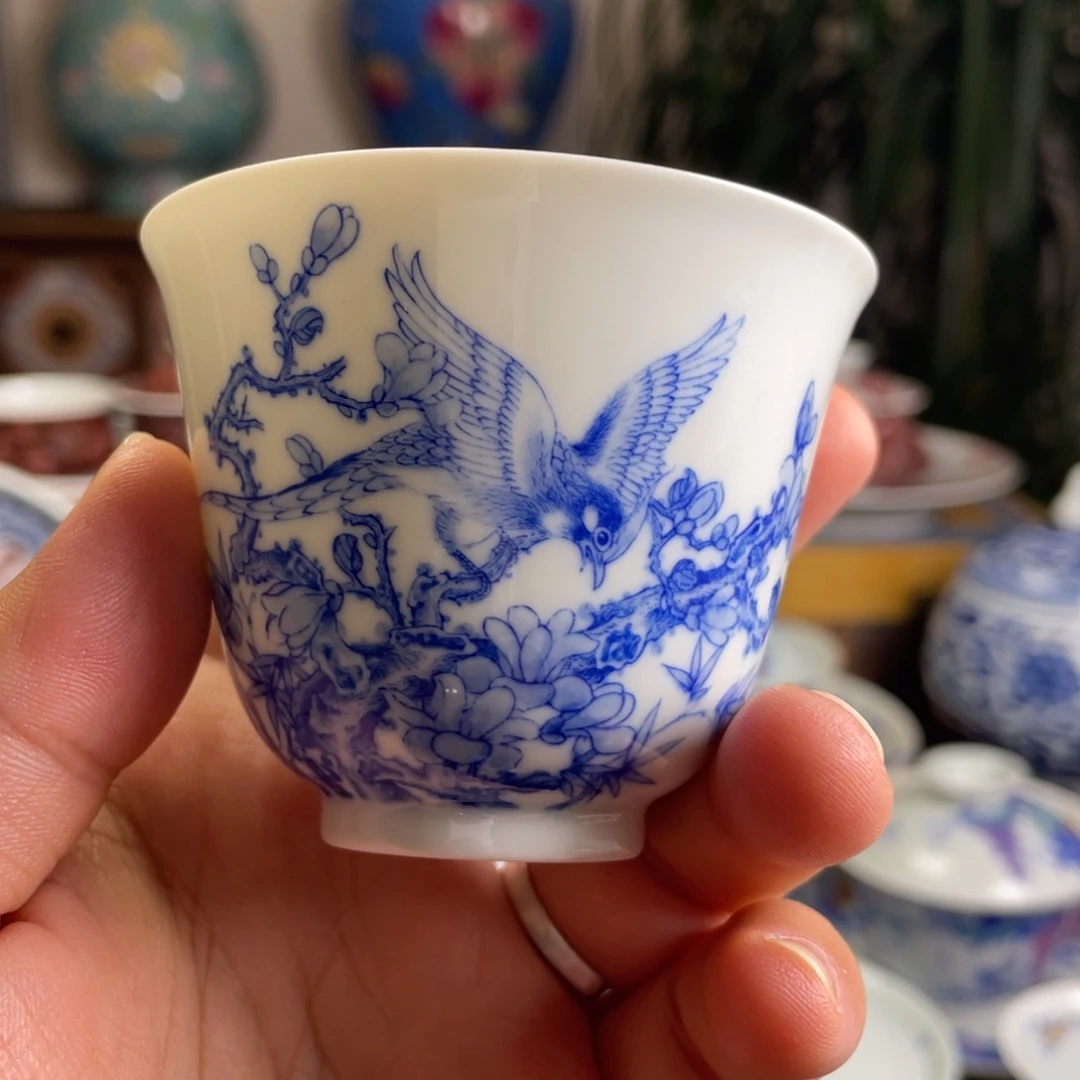 九段花鸟杯子微瑕
