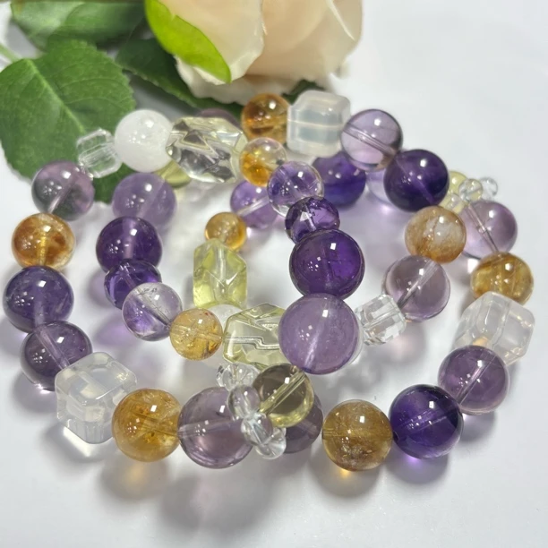 【书记甄选】原创“紫微财”水晶单圈手链 多样性发一 约12mm 3434CF