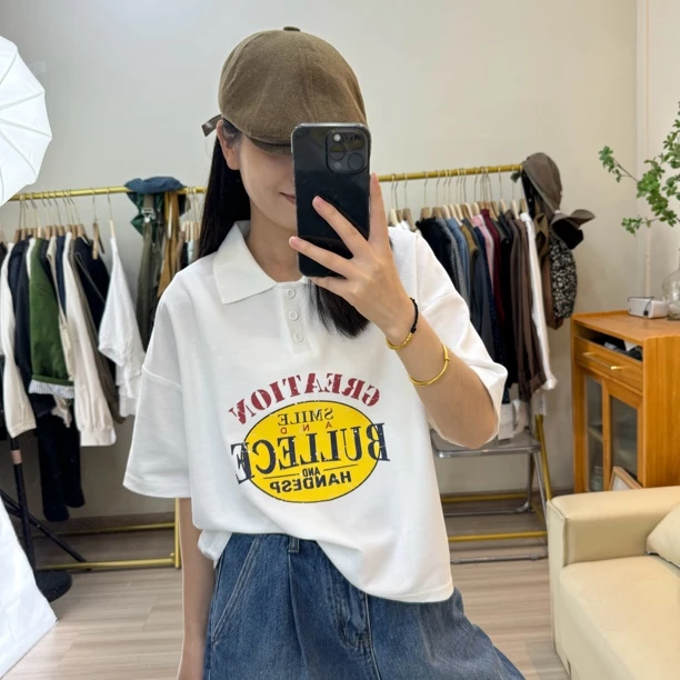 夏季宽松显瘦百搭短款短袖POLOT恤