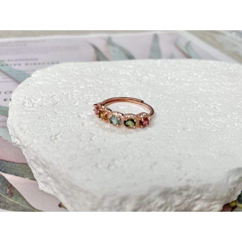 005 天然碧玺戒指  S925银( 多样性发其一）