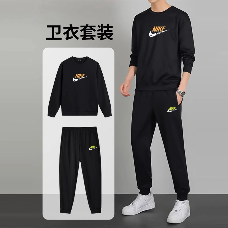 NK大码男士运动套装秋季新款时尚百搭宽松美式潮牌卫衣卫裤两件套