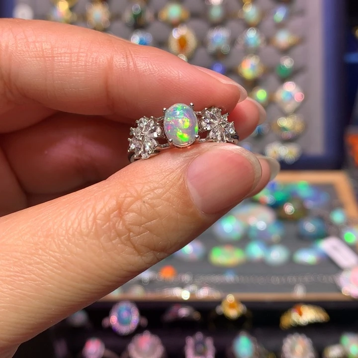 银S925镶嵌欧泊戒指款式