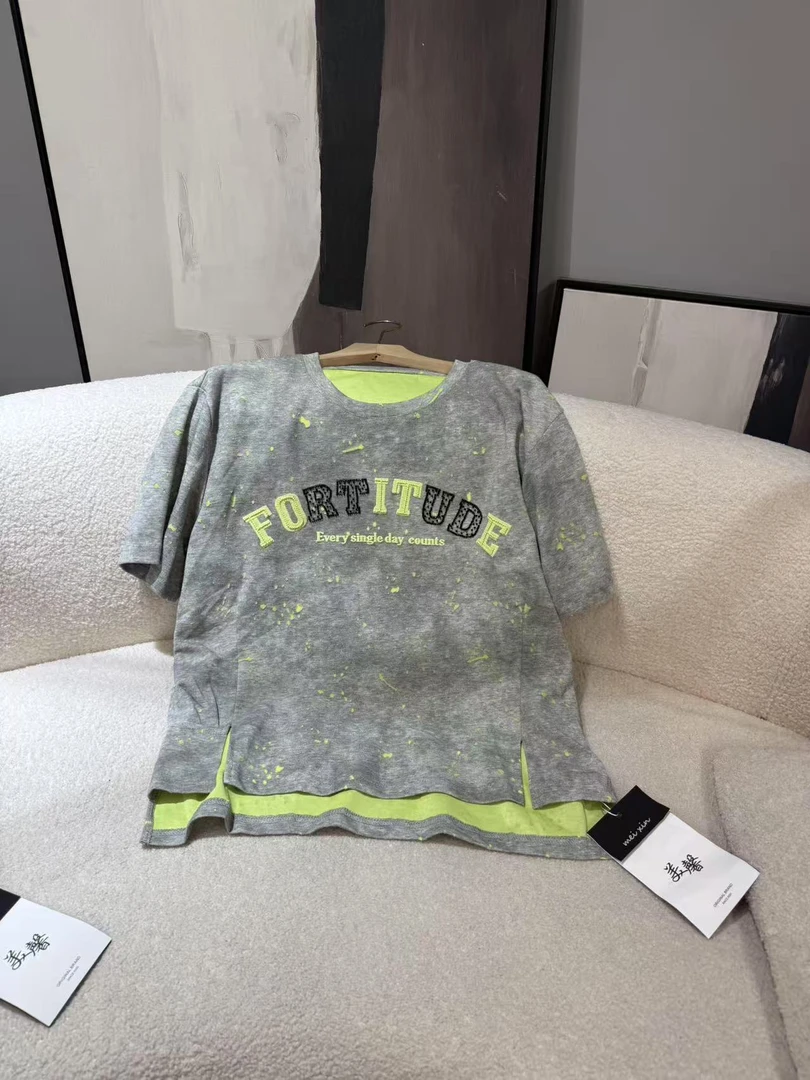 25180【PINGJIE】2025高货时尚宽松休闲潮流舒适百搭洋气短袖