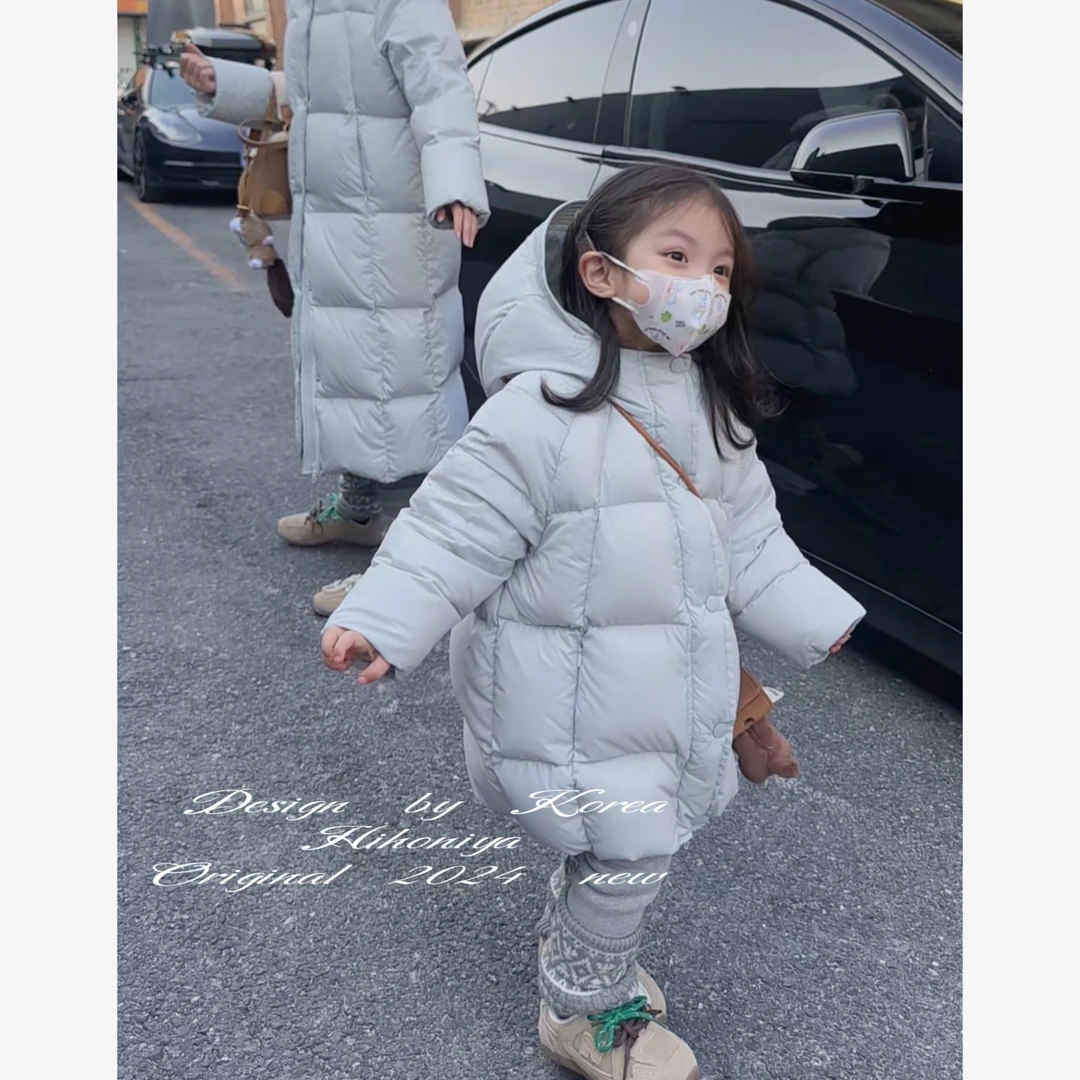 现货【小泡芙】五Hihoniya~2025冬季亲子款纯色高级90白鸭绒羽绒服