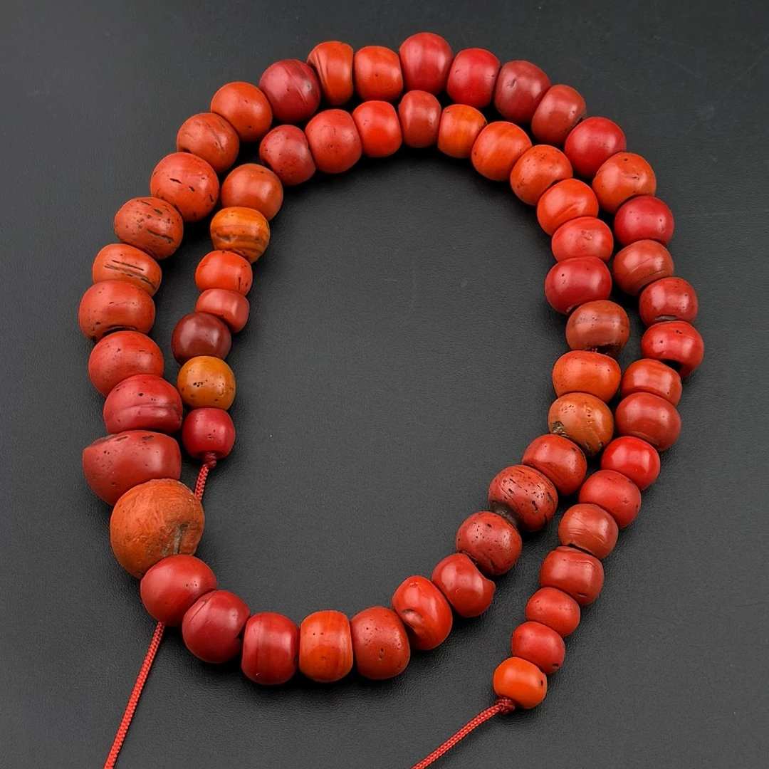 民族风时尚复古红色雪巴老琉璃项链