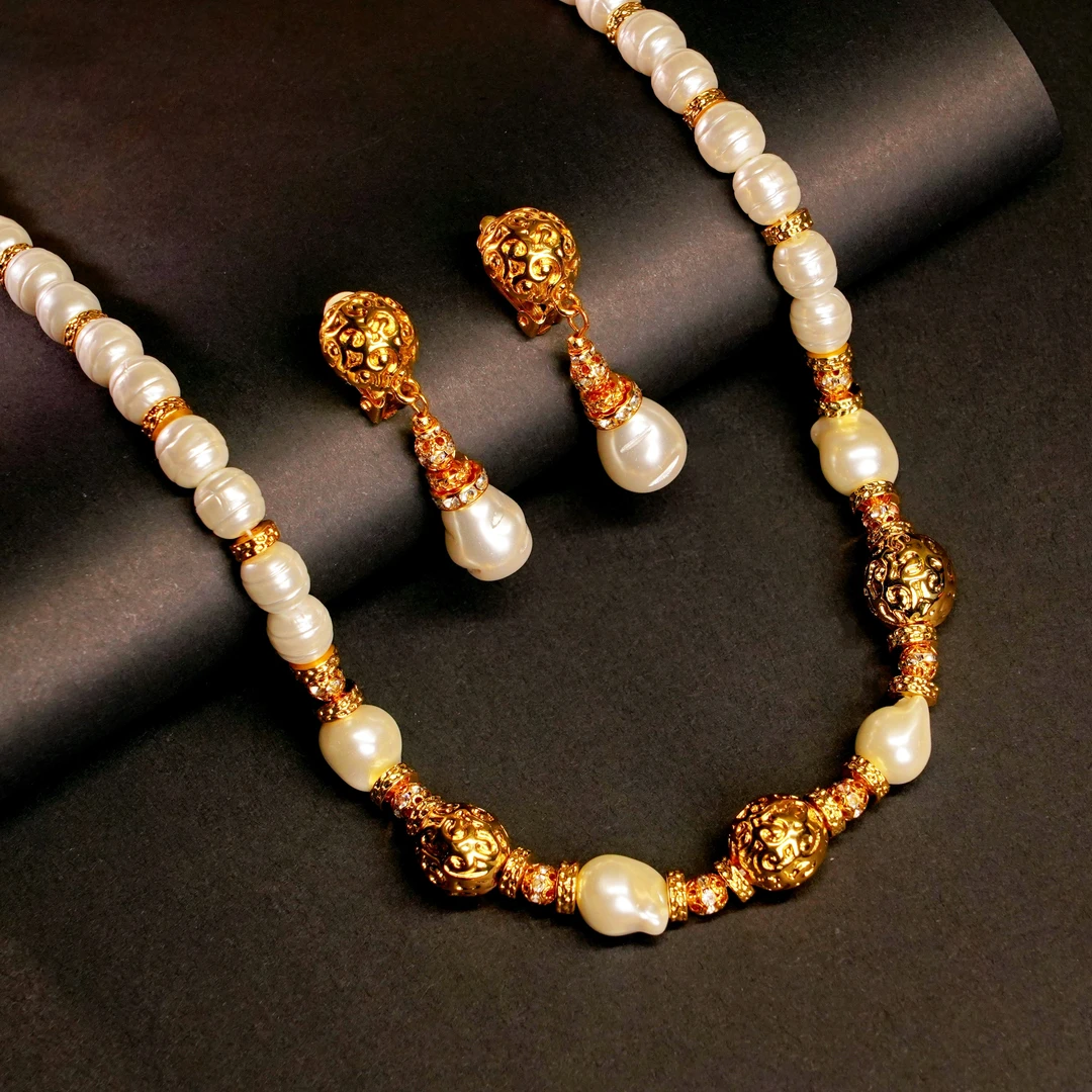 铜合金仿珍珠项链 【孤品首饰】复古小众氛围感直播拍耳钉项链手链