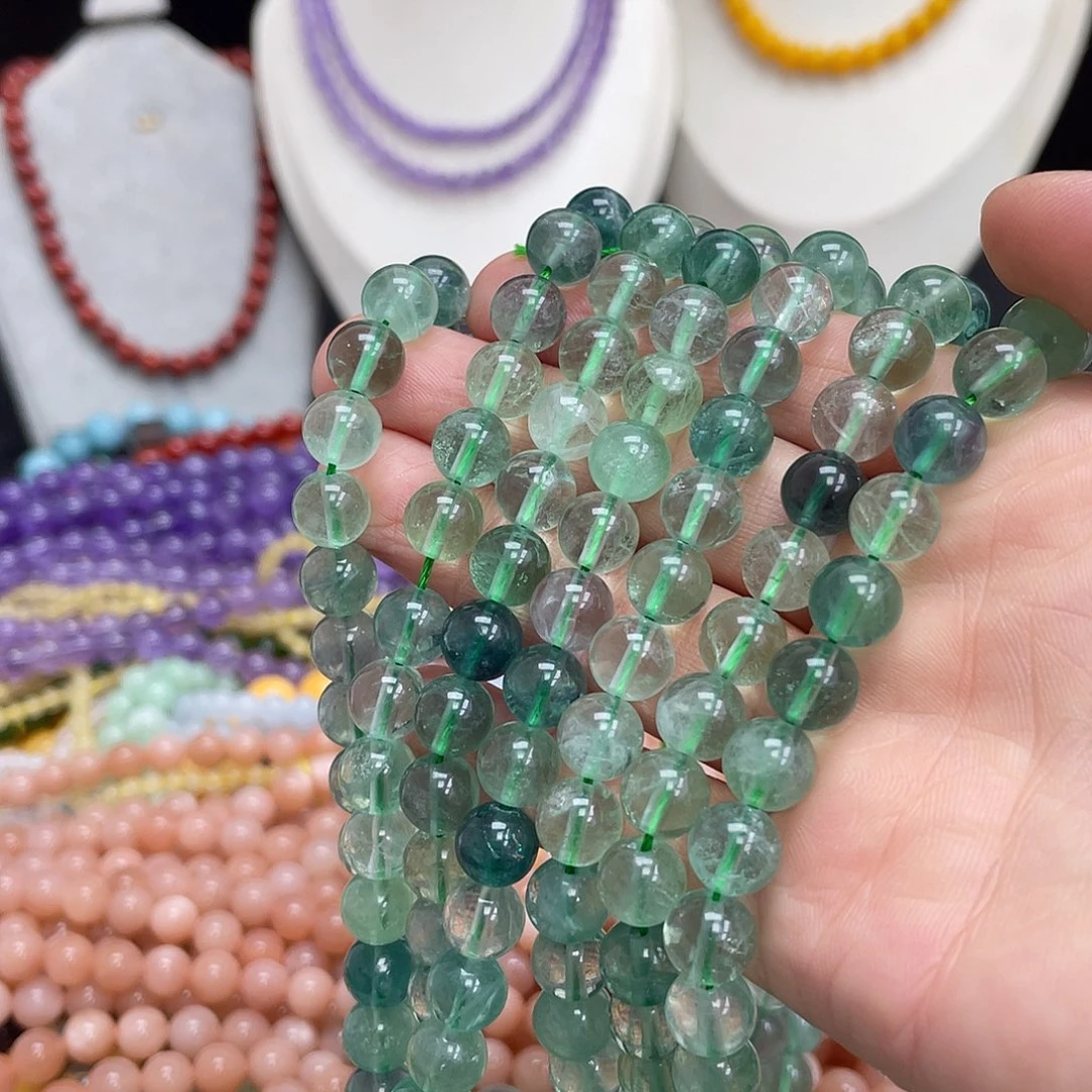 玛瑙/玉髓未镶嵌半成品绿萤石8m散珠