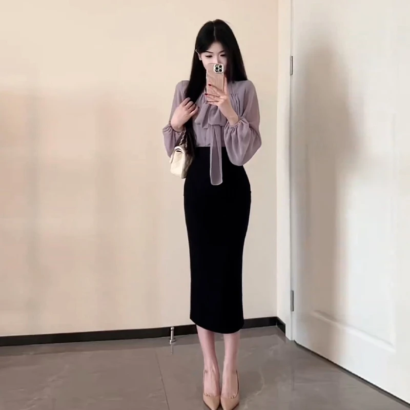 法式衬衫搭半身连衣裙子2025春季新款女装高级感御姐穿搭开春套装