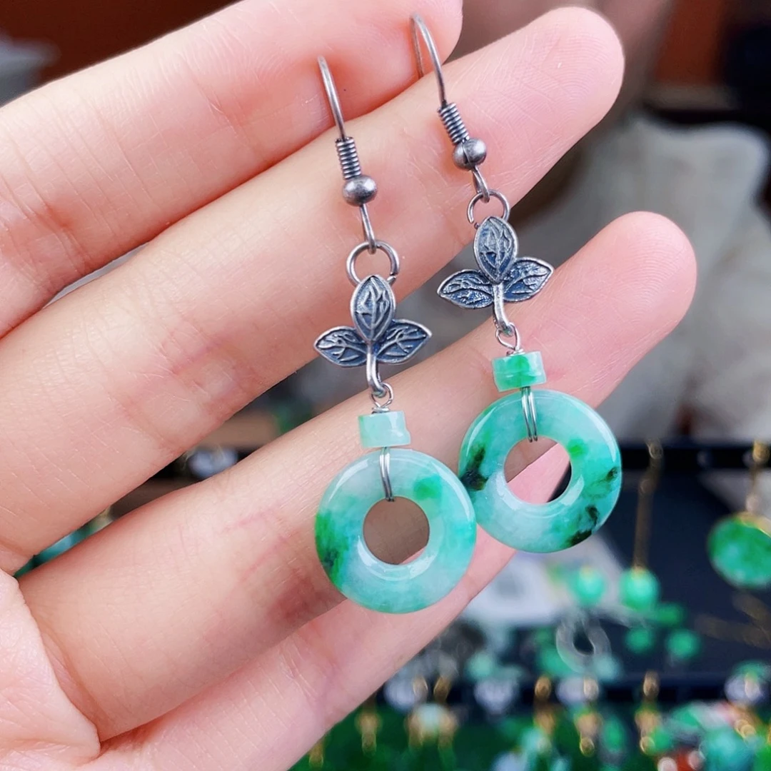 翡翠银S925镶嵌耳饰