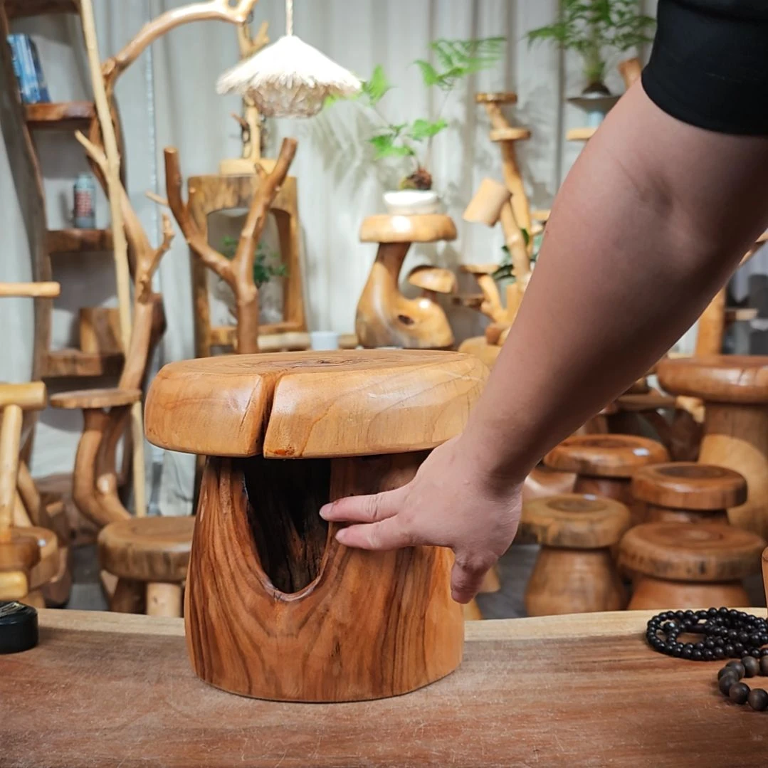木（非红木类）蘑菇凳微瑕