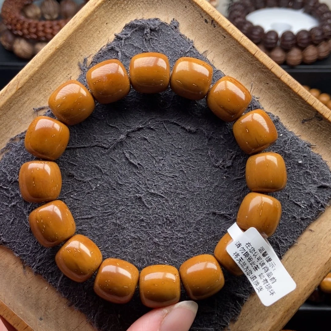 紫金鼠手串14mm近实心黄金甲老型桶珠